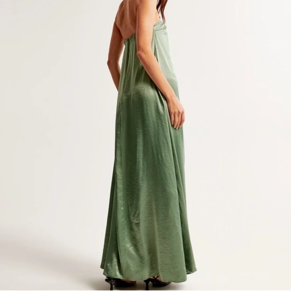 Abercrombie & fitch purple satin strapless trapeze maxi dress